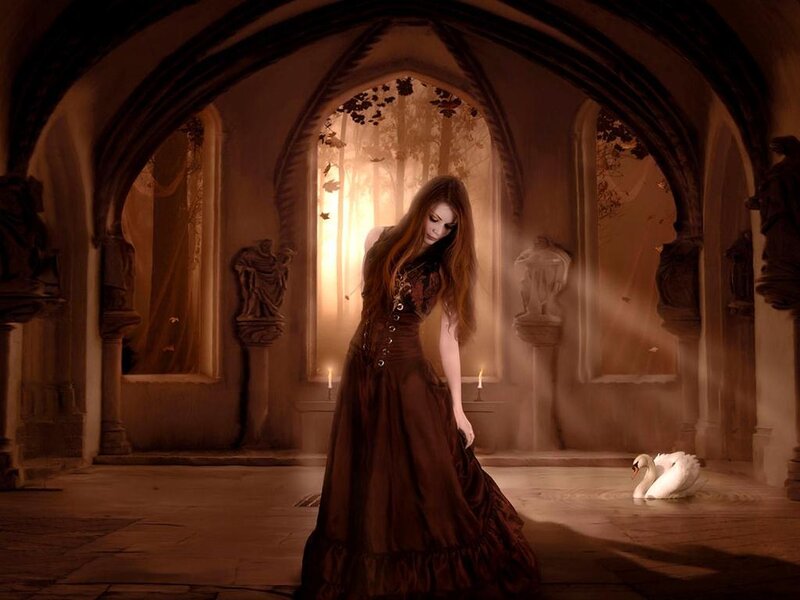 Woman in Brown Dress — Dramatic, Night