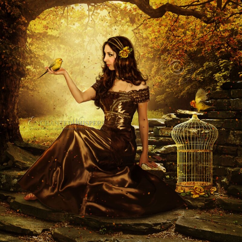 Woman in Brown Dress — Serene, Autumn