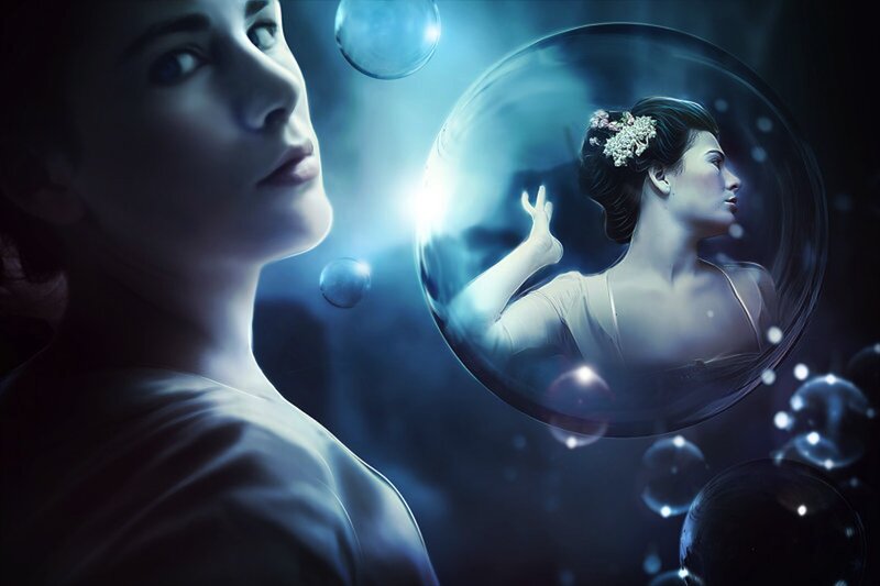 Woman in Bubble — Blue
