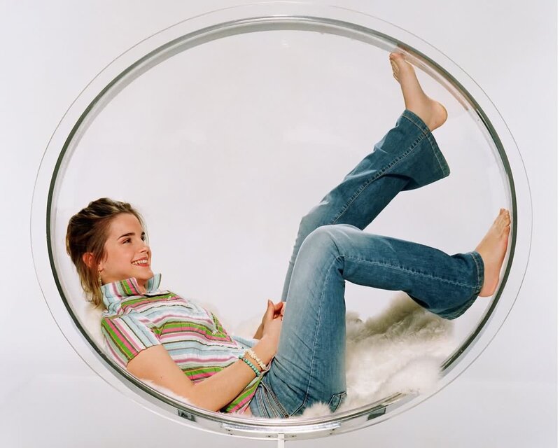 Woman in Bubble Chair — Blue