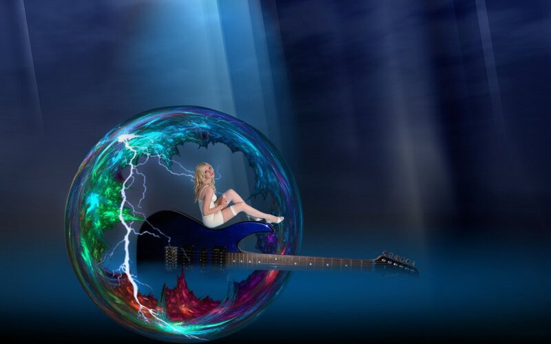 Woman in Bubble with Guitar