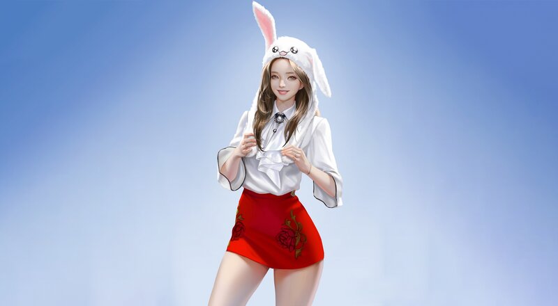 Woman in Bunny Hat