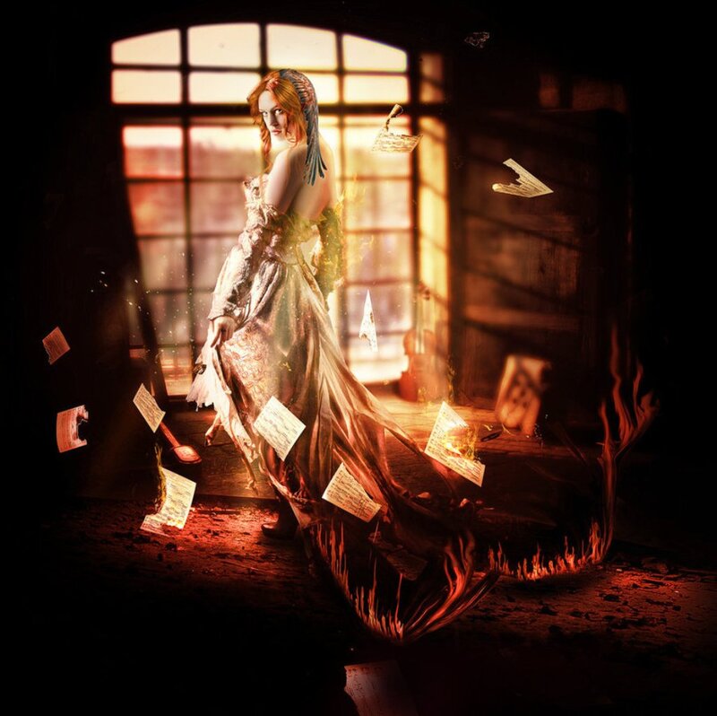 Woman in Burning Dress — Red