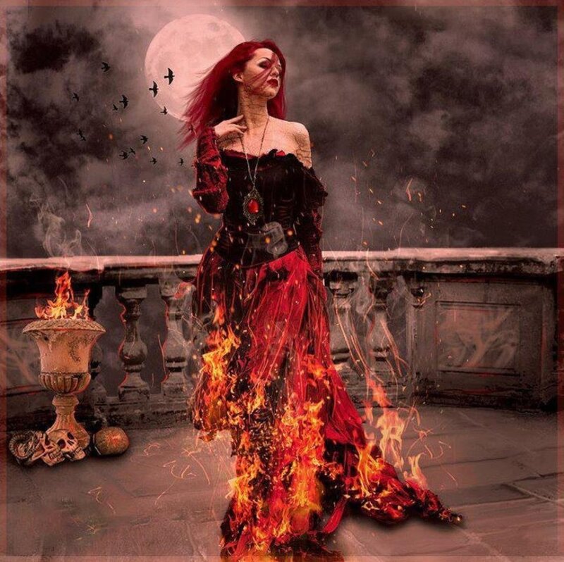 Woman in Burning Dress