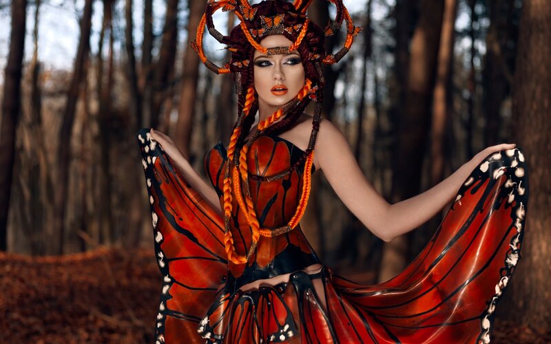 Woman in Butterfly Costume — Orange