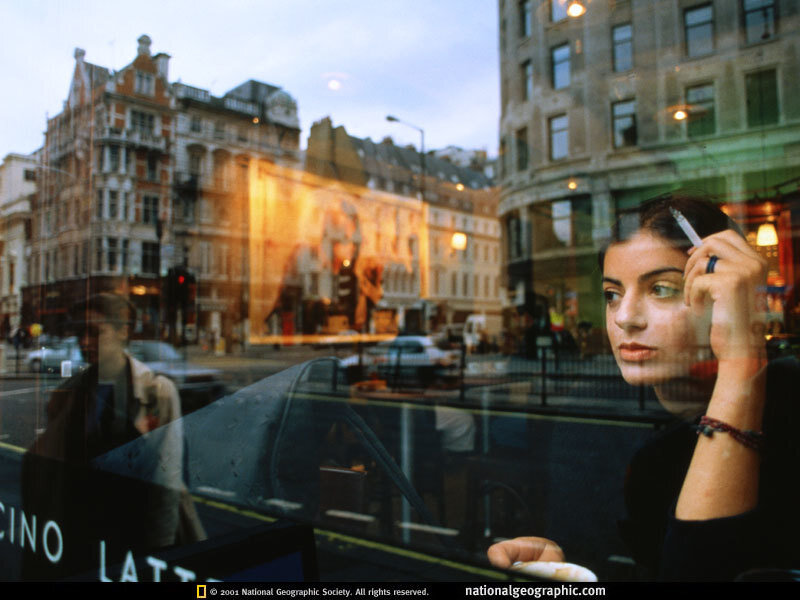 Woman in Cafe Window — Gray