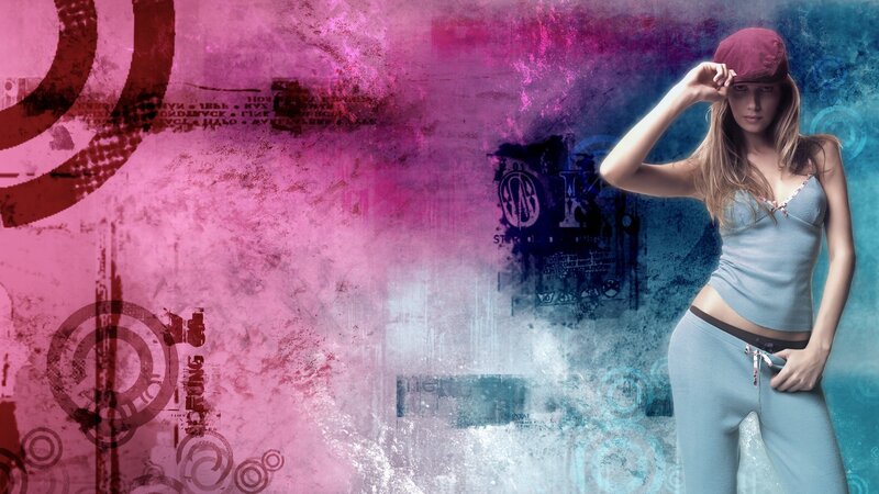 woman in cap against grunge background