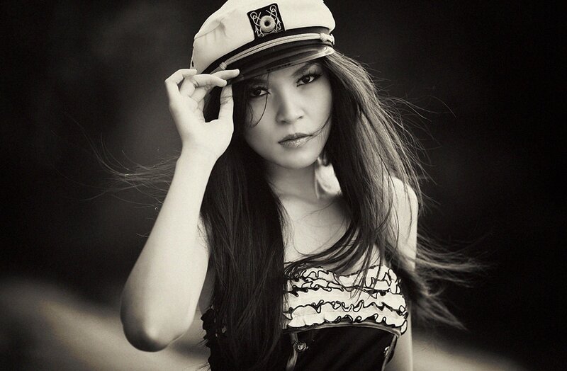 Woman in Captain Hat — Black, Dramatic