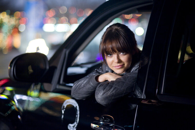 woman in car at night