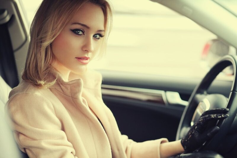 Woman in Car — Beige, Calm