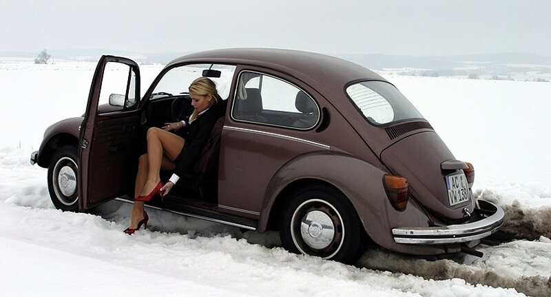 Woman in Car — Brown, Cold