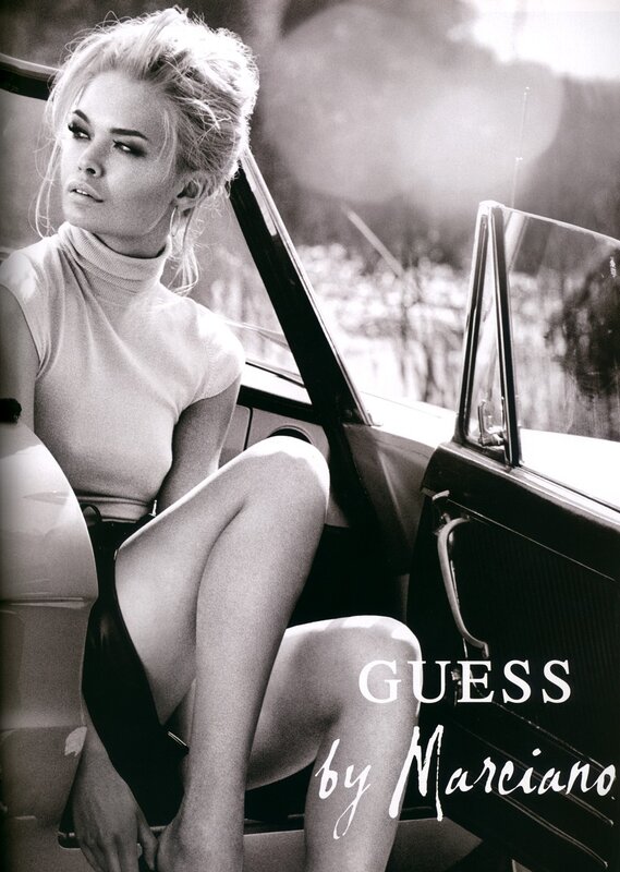 Woman in car for Guess campaign
