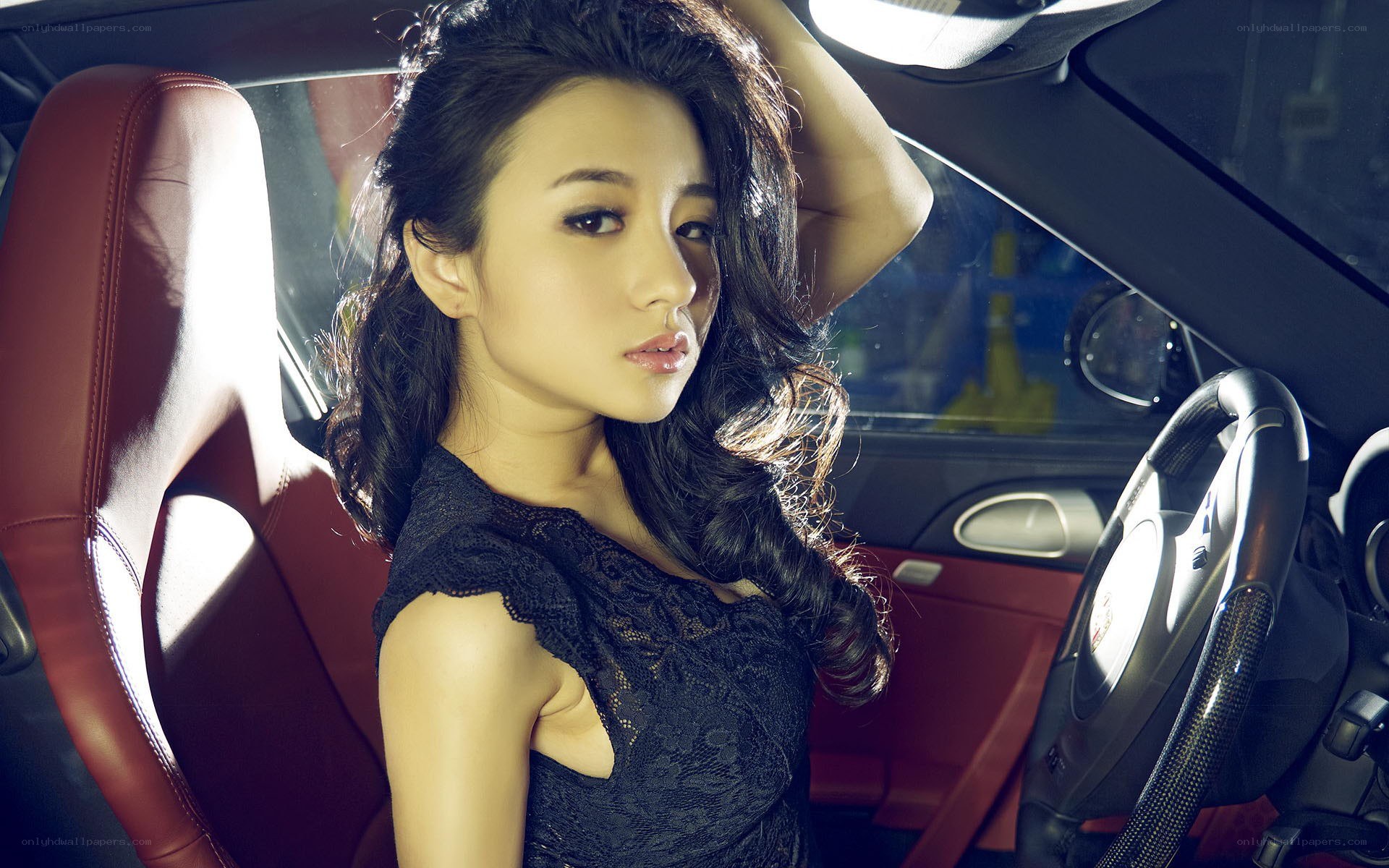 woman in car interior