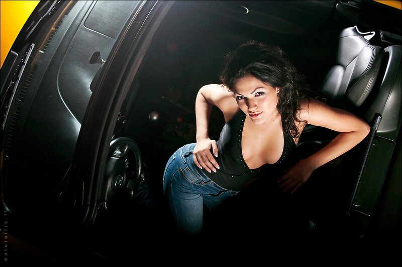 woman in car interior