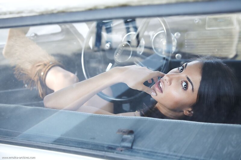 Woman in Car Interior — Black, Dramatic, Afternoon, Photograph, Steering Wheel, Boot