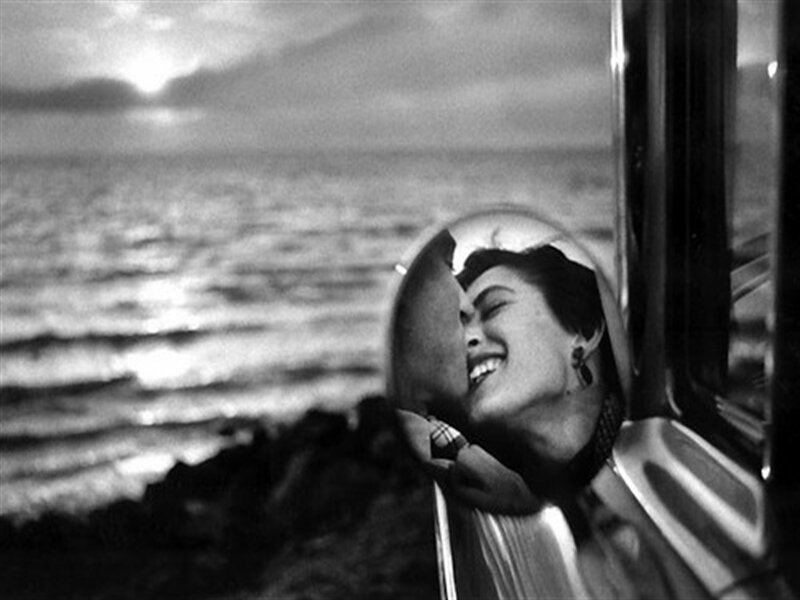 Woman in Car Mirror — Black
