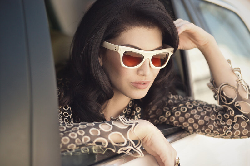 Woman in Car Wearing Sunglasses — Black, Calm