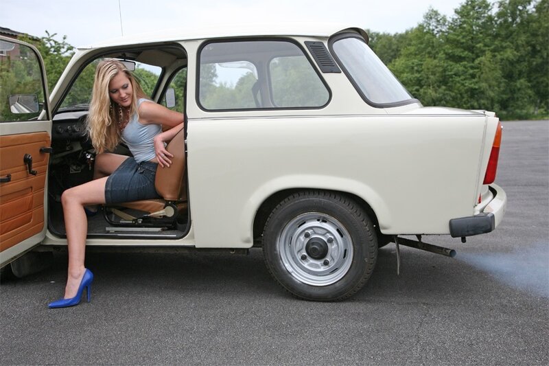 Woman in Car — White, Casual