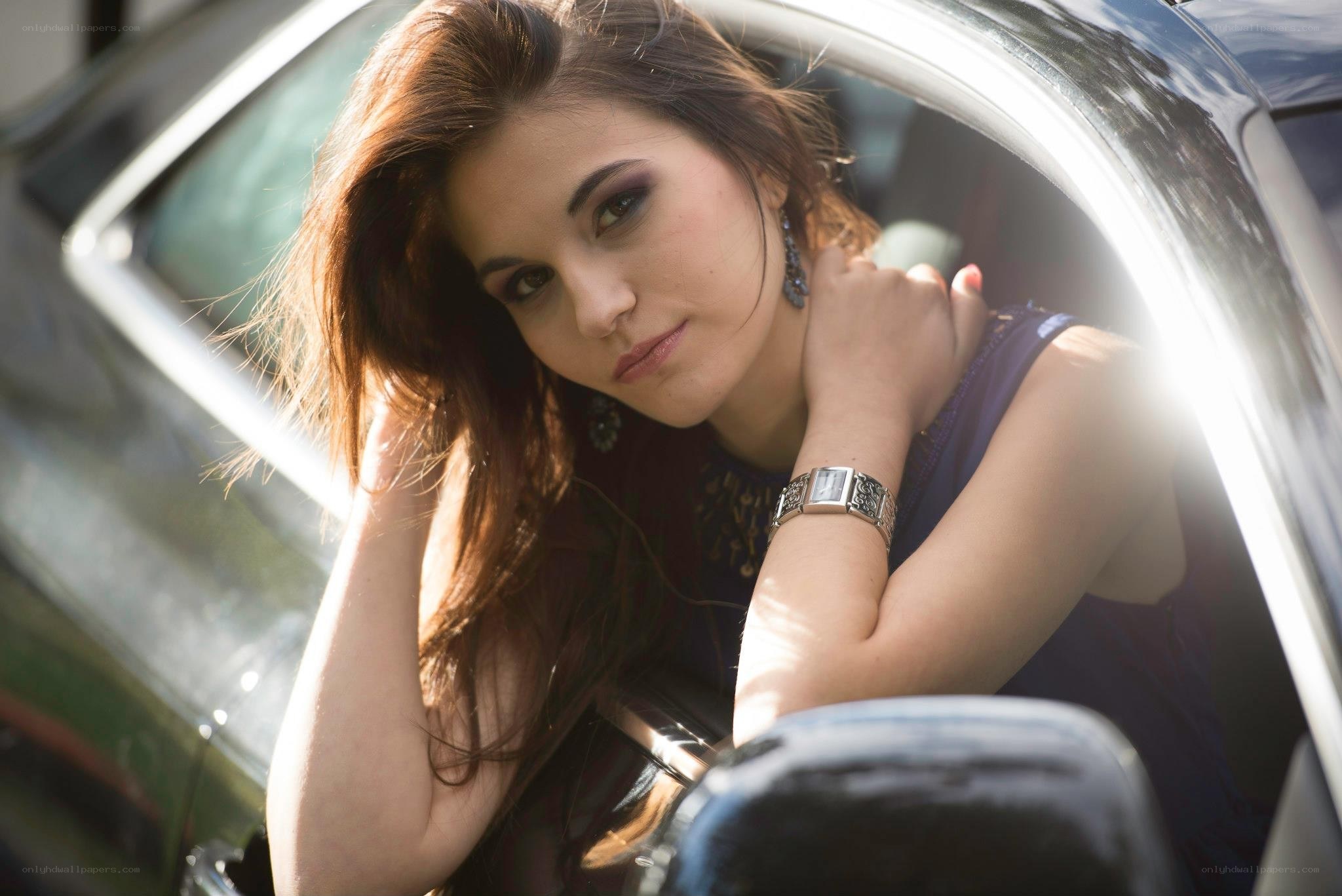 woman in car window