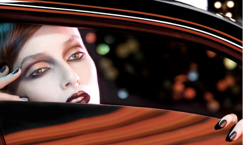 Woman in Car Window — Black, Dramatic, Night