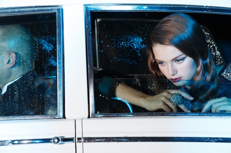 Woman in Car Window — Blue