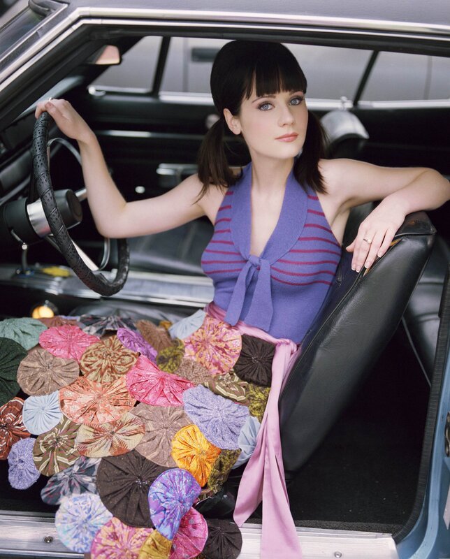 Woman in car with colorful dress