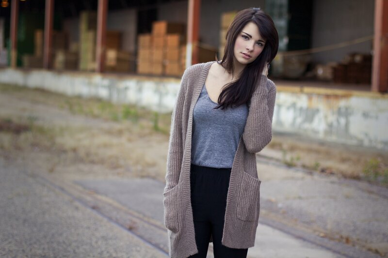 woman in cardigan outdoors