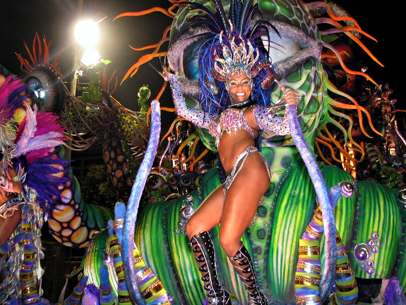 Woman in Carnival Costume — Green, Festive, Night