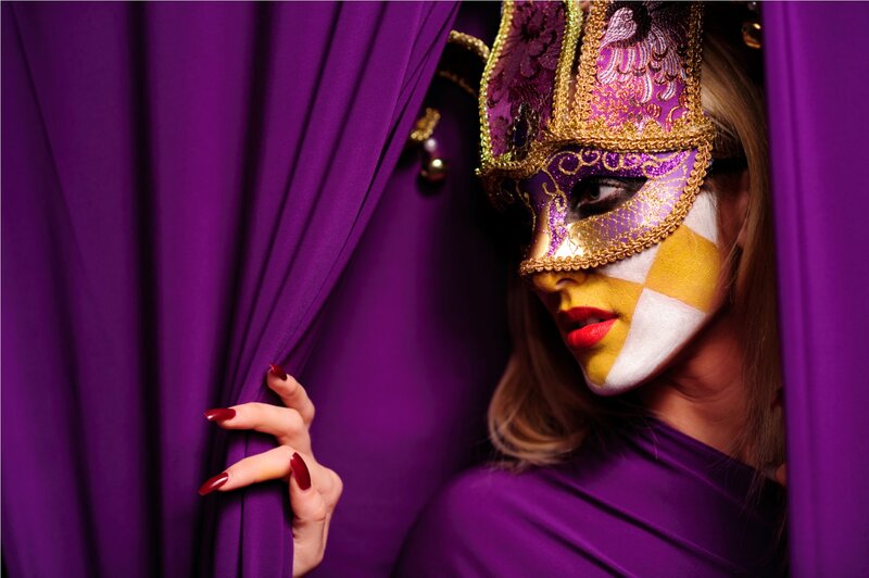 Woman in Carnival Mask — Purple