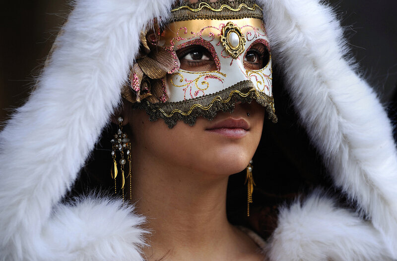 Woman in Carnival Mask — White