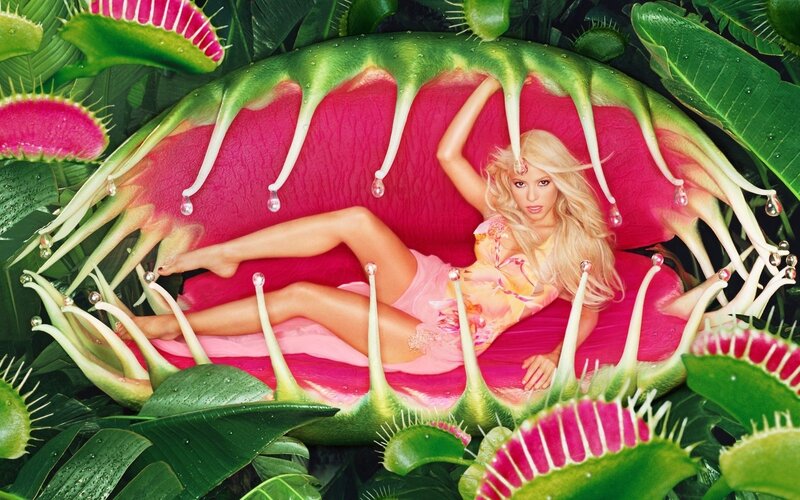 woman in carnivorous plant