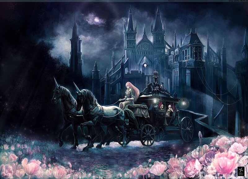 Woman in Carriage — Dark Blue