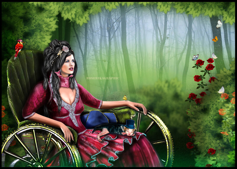 Woman in Carriage — Green