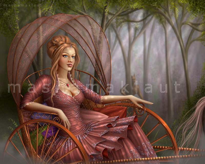 Woman in Carriage — Red