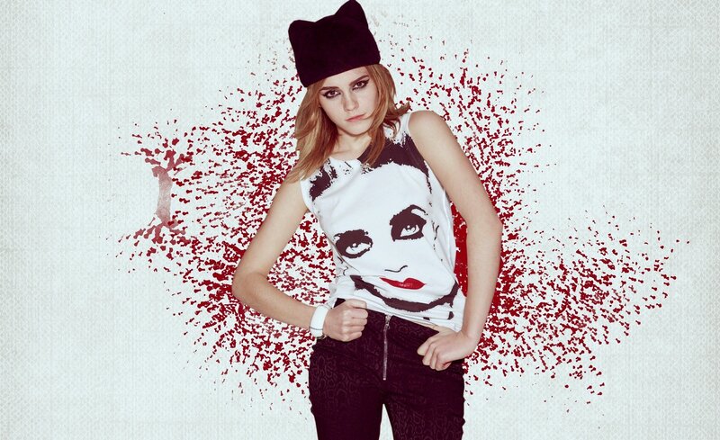 woman in cat hat with splatter art