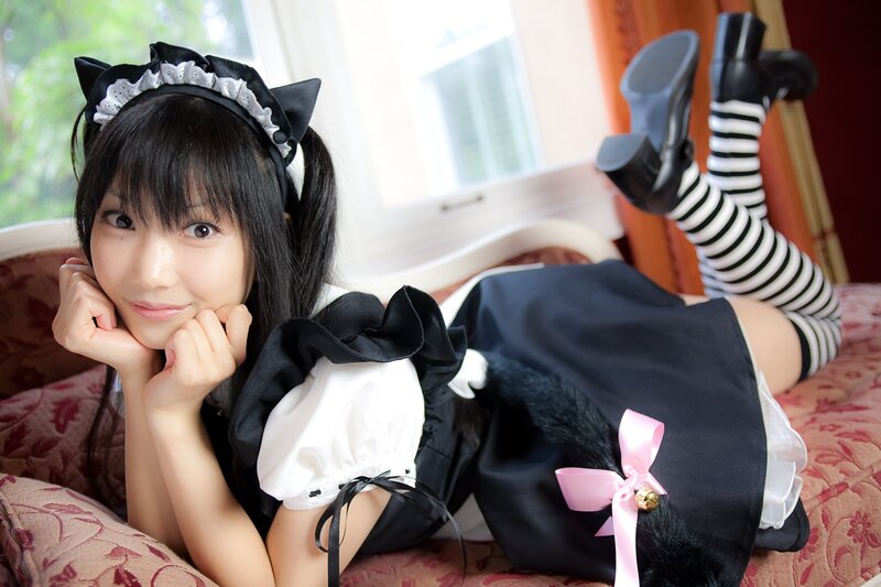 woman in cat maid costume