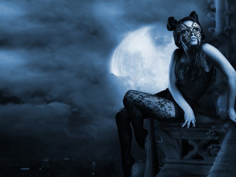 Woman in Cat Mask — Blue