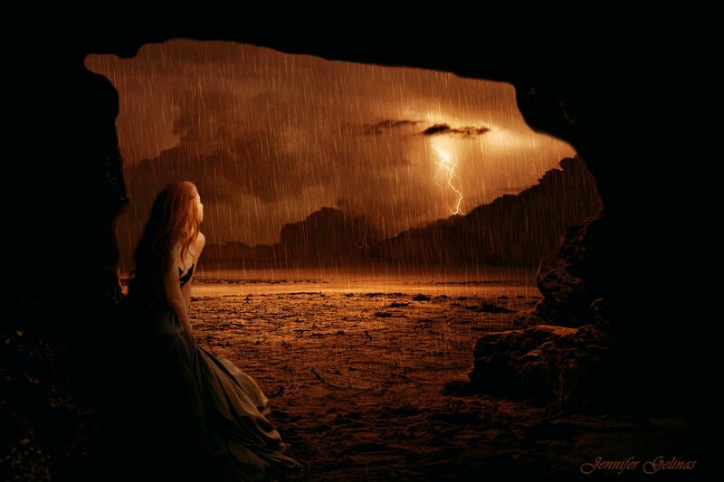 Woman in Cave — Brown