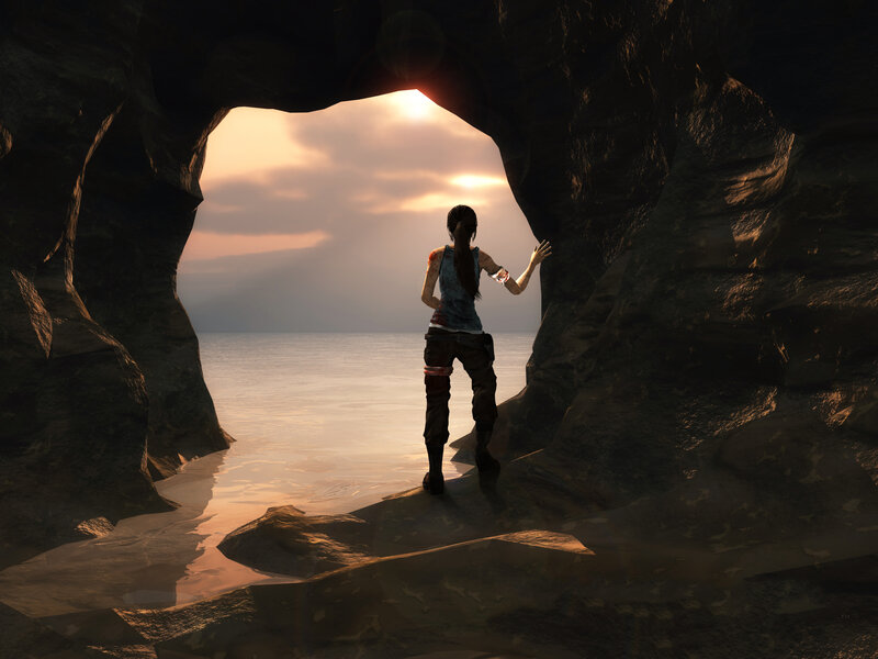 Woman in Cave Entrance