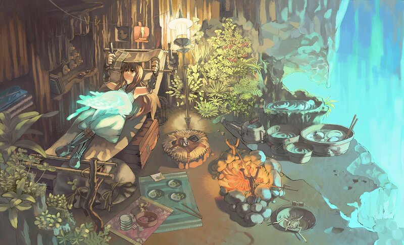 Woman in Cave Shelter