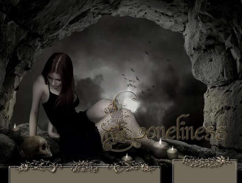 Woman in Cave with Skull