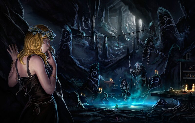 Woman in Cave with Spell