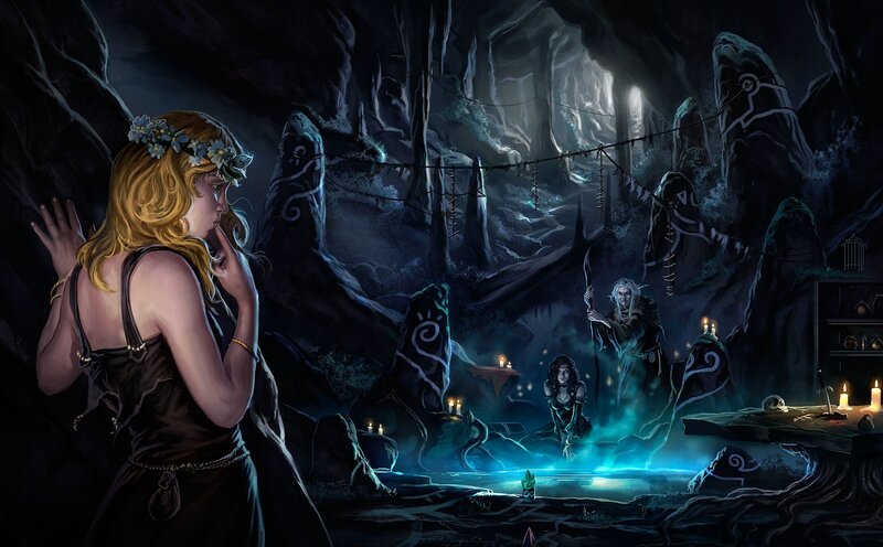 Woman in Cave with Spirits