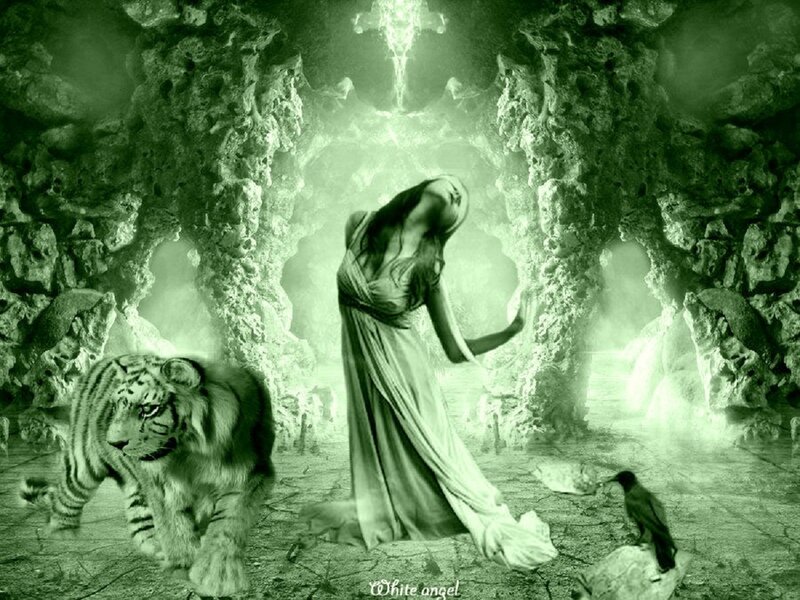Woman in Cave with Tiger
