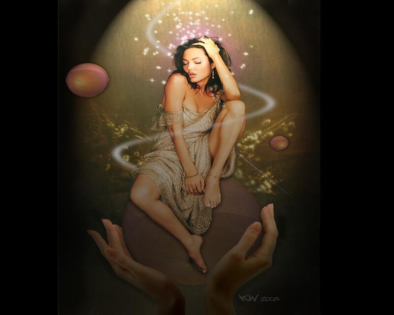 woman in celestial scene