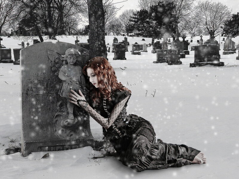 Woman in Cemetery — Black
