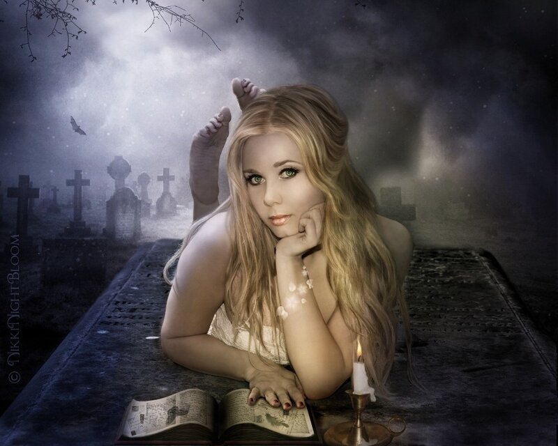 Woman in Cemetery — Gray