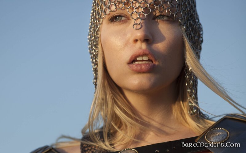 woman in chainmail helmet