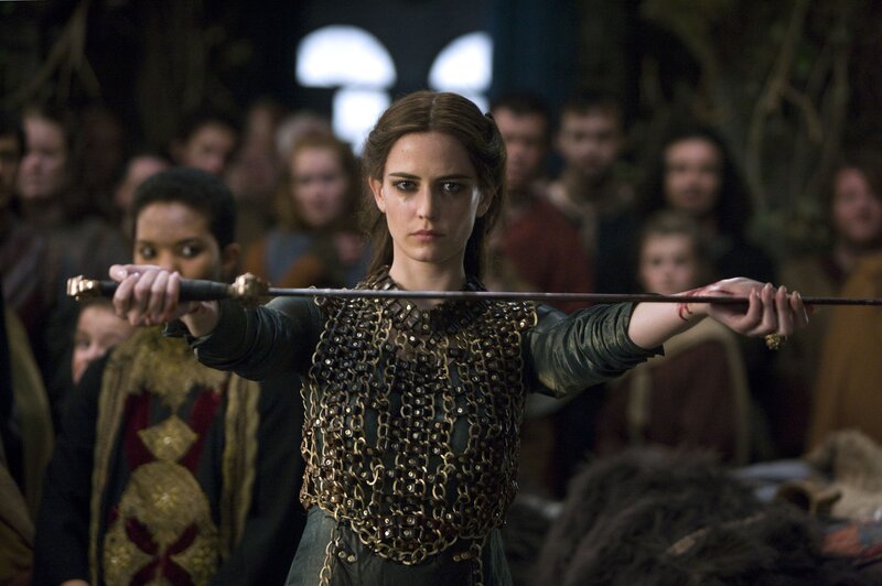Woman in chainmail holding a sword