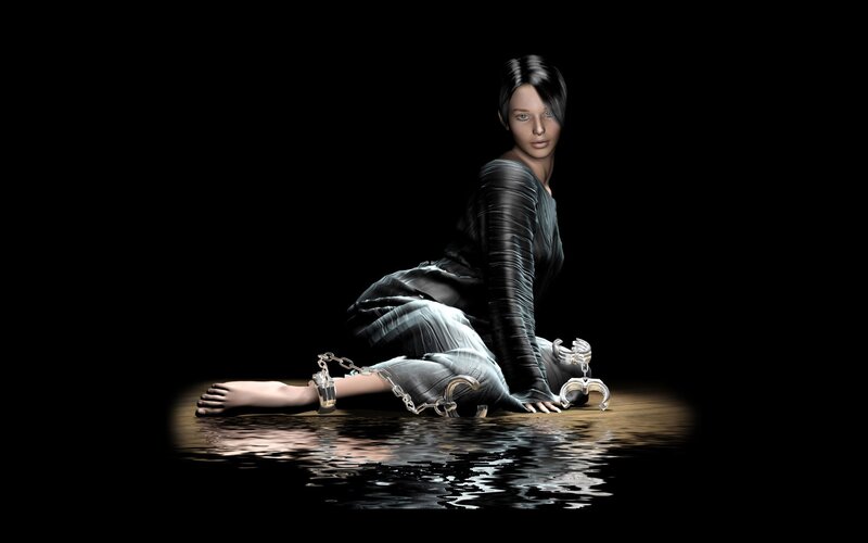 woman in chains on water